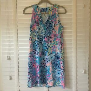 Lilly Pulitzer Shift Dress Mini Ross Bali Blue Once Upon A Tide Cotton Small